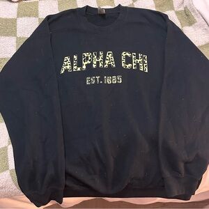 Gildan Black “Alpha Chi” Sorority Crewneck Sweater